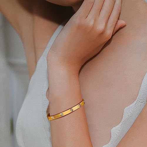Gold Plated Love Bracelet Set - Crystal Friendship Jewelry