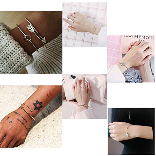 5pcs Silver Bracelet Set for Women and Girls