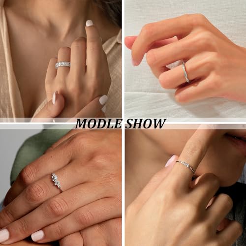 ZOERAY Stackable Cubic Zirconia Gold Rings Set Women