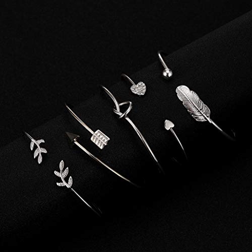 5pcs Silver Bracelet Set for Women and Girls