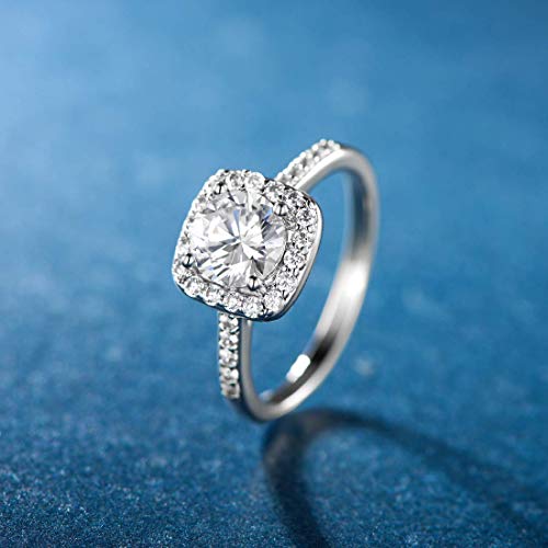 White Gold Plated Cubic Zirconia Halo Promise Ring