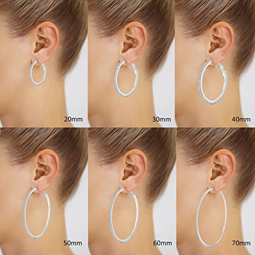 Sparkly Rhinestone Hoop Earrings with CZ and Silver