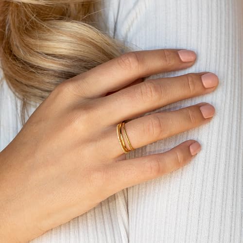 14K Gold Plated Stackable CZ Wedding Band Rings Size 6