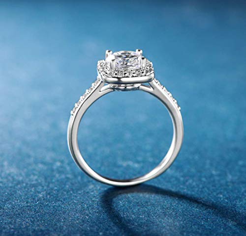 White Gold Plated Cubic Zirconia Halo Promise Ring