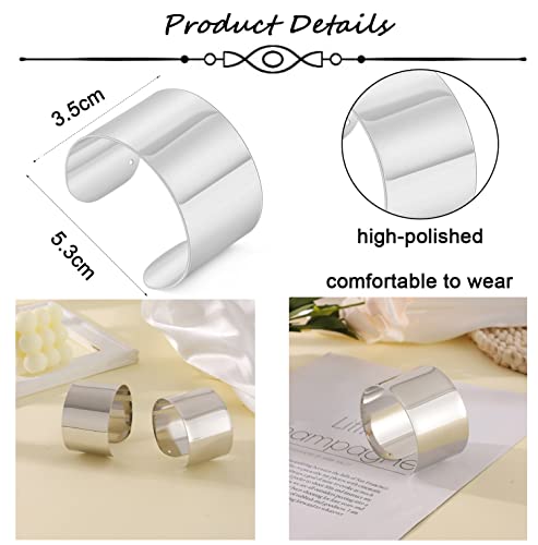 2Pcs Gold Open Wide Cuff Bracelets Adjustable Tone