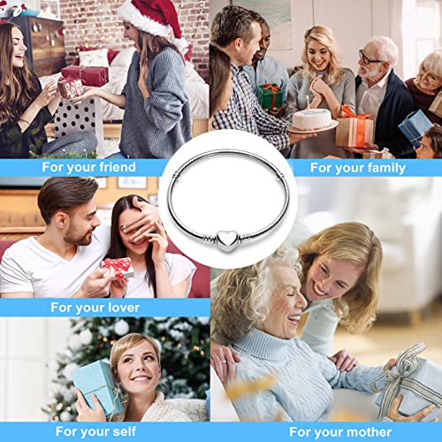 Heart Clasp Snake Chain Bracelet with Charms