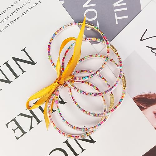 Glitter Jelly Bangles Bracelets Set for Women & Girls