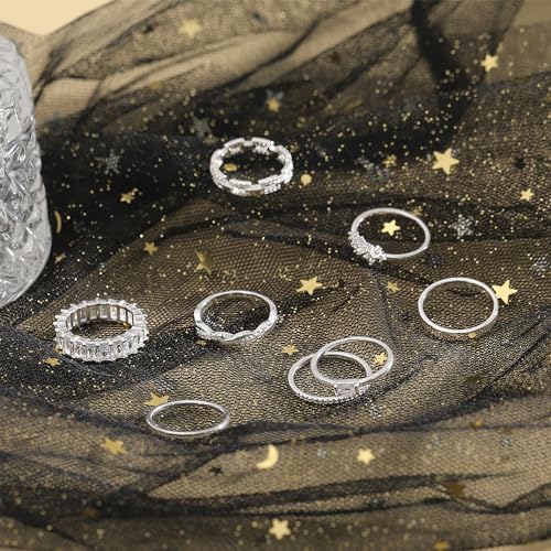 ZOERAY Stackable Cubic Zirconia Gold Rings Set Women