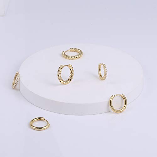 Set of 3 Small 14K Gold Huggie Hoop Earrings