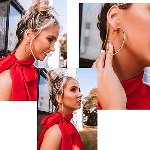 Sparkly Rhinestone Hoop Earrings with CZ and Silver