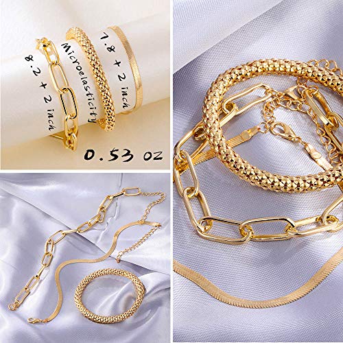 Boho Gold Chain Bracelets Set for Women Girls
