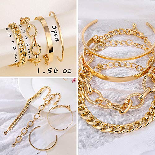 Boho Gold Chain Bracelets Set for Women Girls