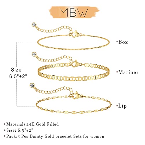 Dainty Gold Bracelet Set - Trendy Mariner Chain Style