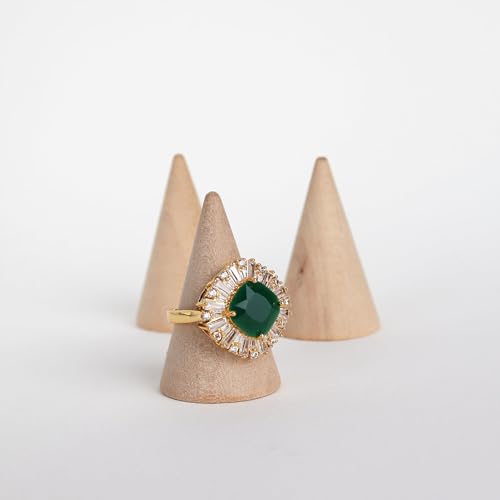 Emerald Green Rhinestone Statement Gold Adjustable Ring Women