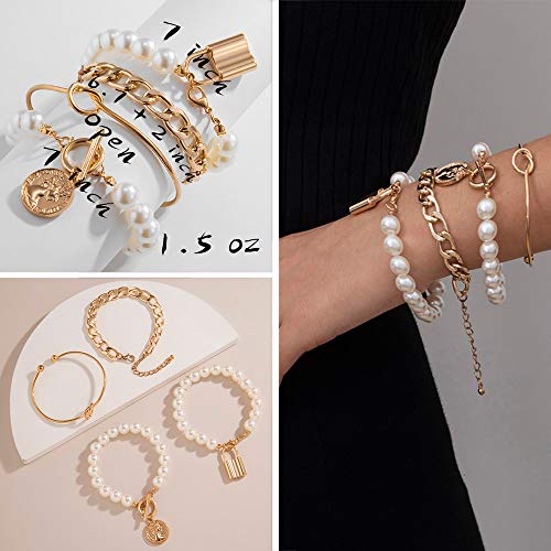 Boho Gold Chain Bracelets Set for Women Girls