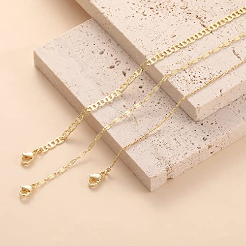 Dainty Gold Bracelet Set - Trendy Mariner Chain Style