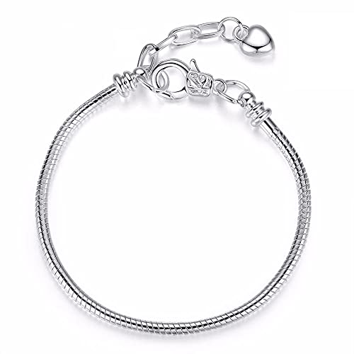 5pc Silver Plated Snake Chain Charm Bracelet Starter
