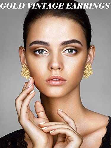 Gold Leaf Threader Dangle Earrings Statement Tassel Jewelry