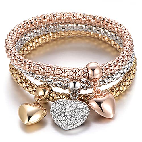 Crystal Charms Multilayer Bracelets - 3PCS Gold/Silver/Rose Gold