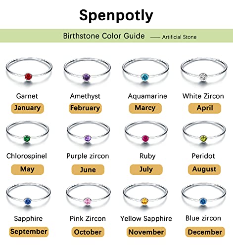 Mother Child Birthstone Stackable Rings Set - Mother's Day