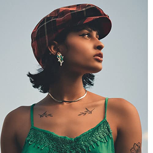 Green Gold Rhinestone Statement Earrings - Retro Vintage