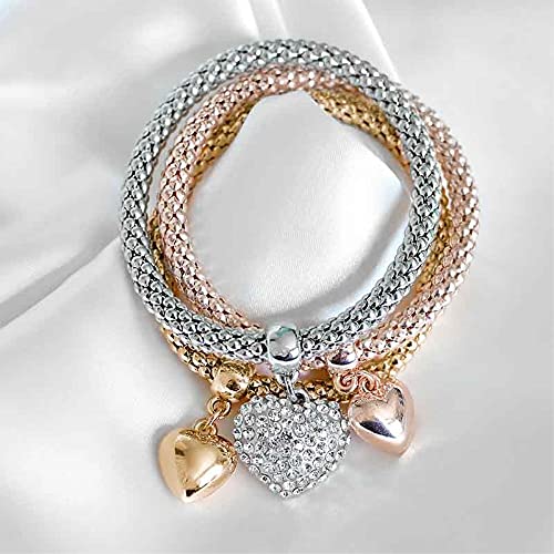 Crystal Charms Multilayer Bracelets - 3PCS Gold/Silver/Rose Gold