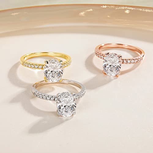 925 Silver Oval Cut CZ Promise Rings for Women