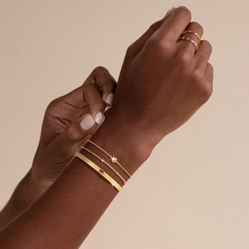Moodear Gold Plated Dainty Beaded Bracelet Stack