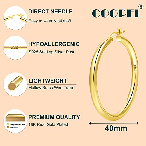 Gold Chunky Hoop Earrings for Women - Hypoallergenic