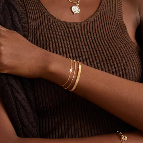 Moodear Gold Plated Dainty Beaded Bracelet Stack