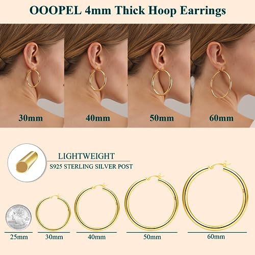 Gold Chunky Hoop Earrings for Women - Hypoallergenic