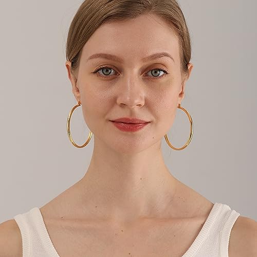 Gold Chunky Hoop Earrings for Women - Hypoallergenic