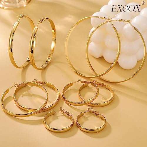 14K Gold Plated Large Silver Hoop Earrings Women