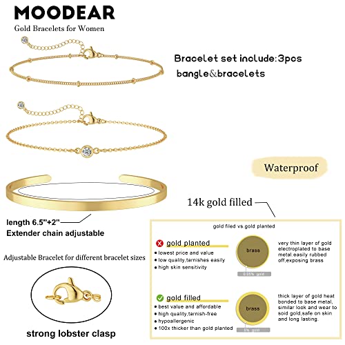 Moodear Gold Plated Dainty Beaded Bracelet Stack