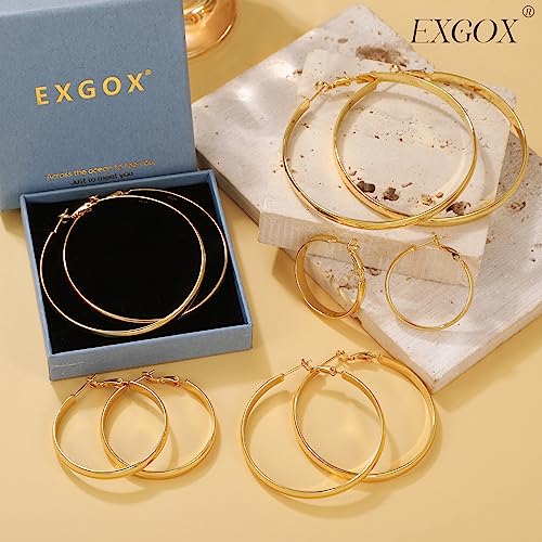 14K Gold Plated Large Silver Hoop Earrings Women