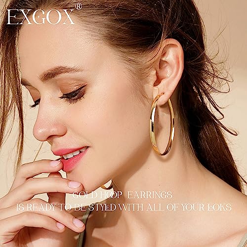 14K Gold Plated Large Silver Hoop Earrings Women