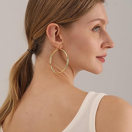 Gold Chunky Hoop Earrings for Women - Hypoallergenic