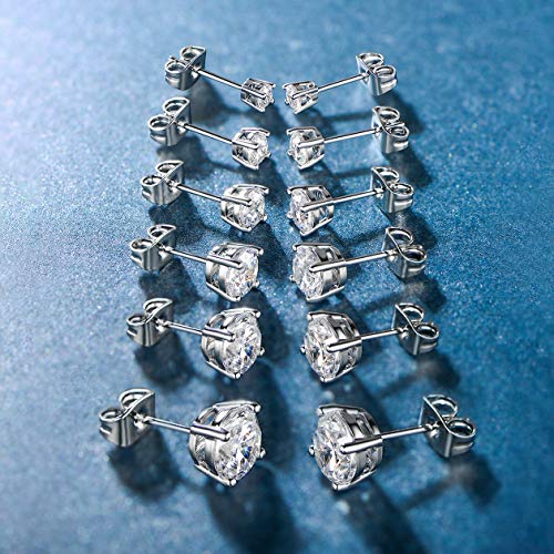 18K White Gold Plated Clear CZ Stud Earrings