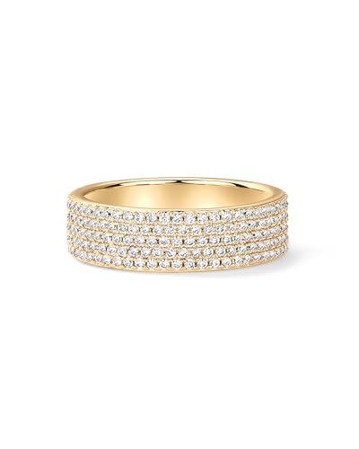 14K Gold Plated CZ Wide Eternity Rings, Size 6