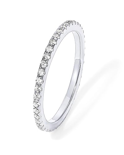 PAVOI Rhodium Plated Sterling Silver CZ Stacking Ring