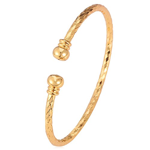 U7 18K Gold Platinum Plated Simple Cuff Bracelet