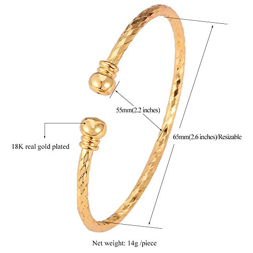 U7 18K Gold Platinum Plated Simple Cuff Bracelet