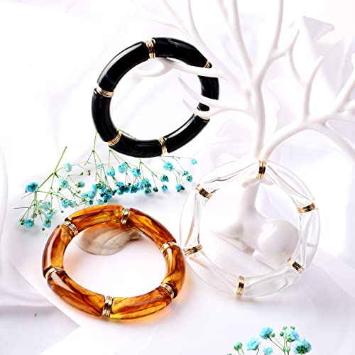 Colorful Acrylic Beads Bamboo Tube Bracelet Set