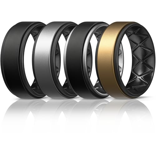 Breathable Silicone Wedding Rings Bands for Men - Multipack