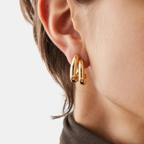 Moodear 14K Gold Plated Dainty Hoop Earrings