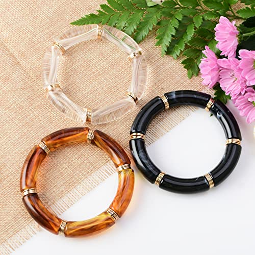 Colorful Acrylic Beads Bamboo Tube Bracelet Set