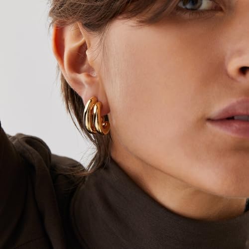 Moodear 14K Gold Plated Dainty Hoop Earrings