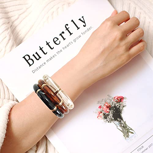 Colorful Acrylic Beads Bamboo Tube Bracelet Set