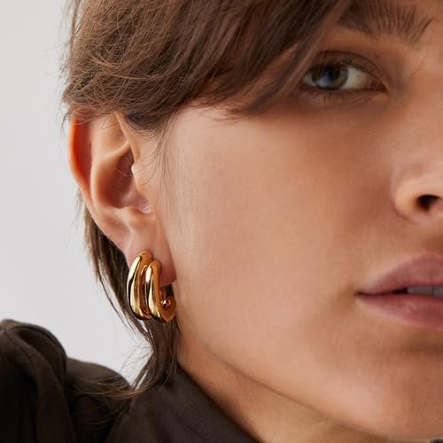 Moodear 14K Gold Plated Dainty Hoop Earrings
