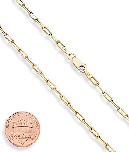Miabella 18K Gold Over Sterling Silver Italian Paperclip Necklace